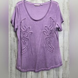 Soft Surroundings Purple Top XL Raised Cloth Short Sleeve SOFT !